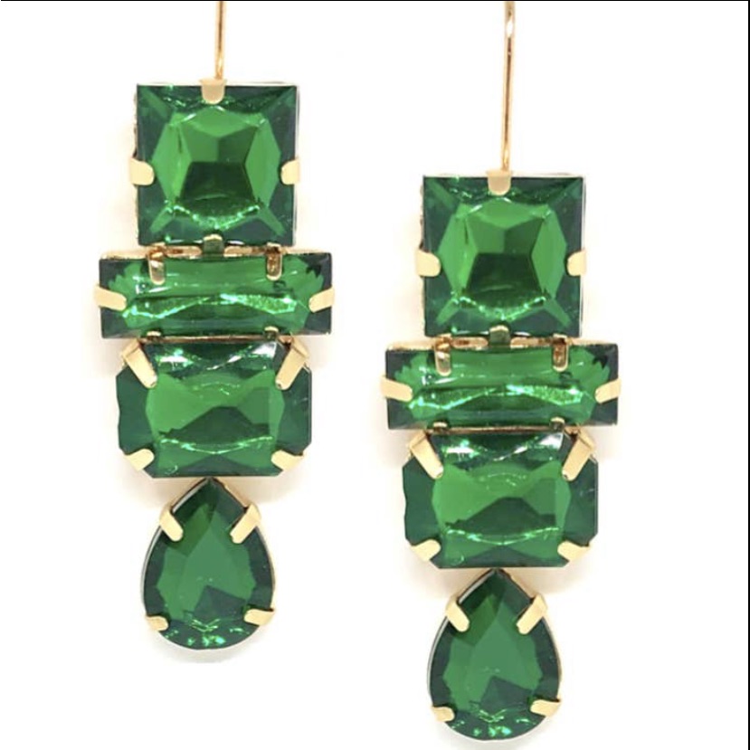 Nwt Deco Gem Drop Earring In Green